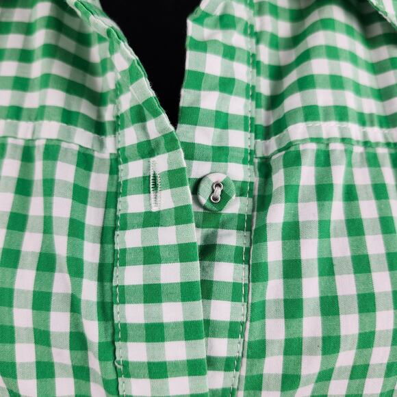 VTG Joan Rivers Green Gingham Button Top Large - Picture 3 of 12